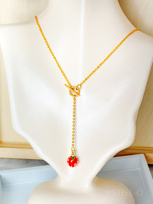 Collar Corredizo Fresa Morango de Acero Inox Baño Dorado