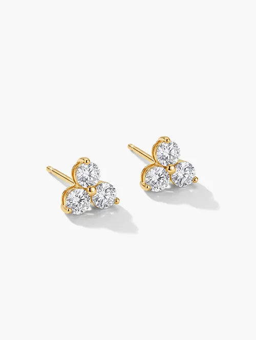Aretes Flor Cristal de Acero Quirúrgico 316L Waterproof con Baño PVD de Oro 18K | Steelo Joyas