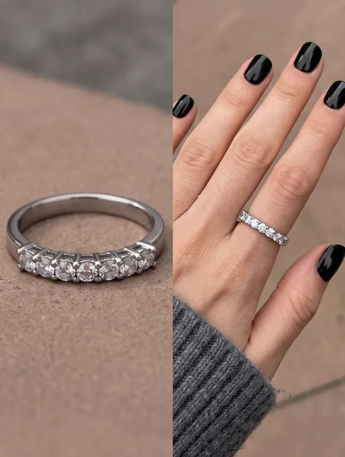 Anillo Cinta de Acero Quirúrgico 316L Waterproof con Cristales | Steelo Joyas