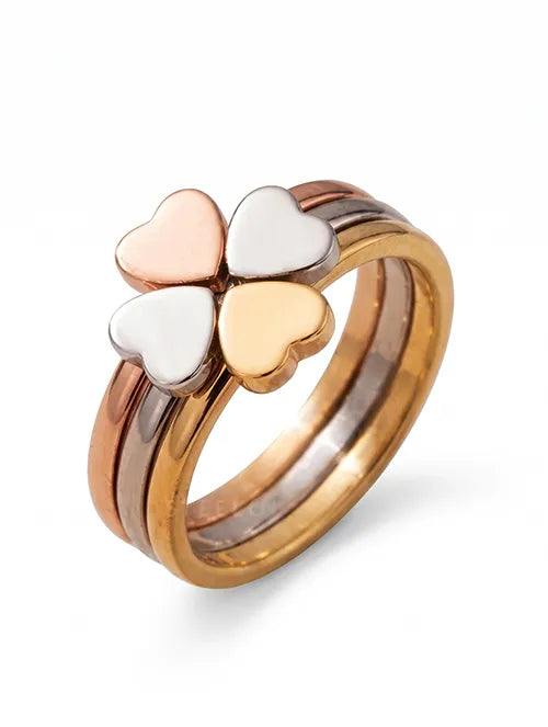 Trío Anillos Corazón de Acero Quirúrgico 316L Waterproof | Steelo Joyas