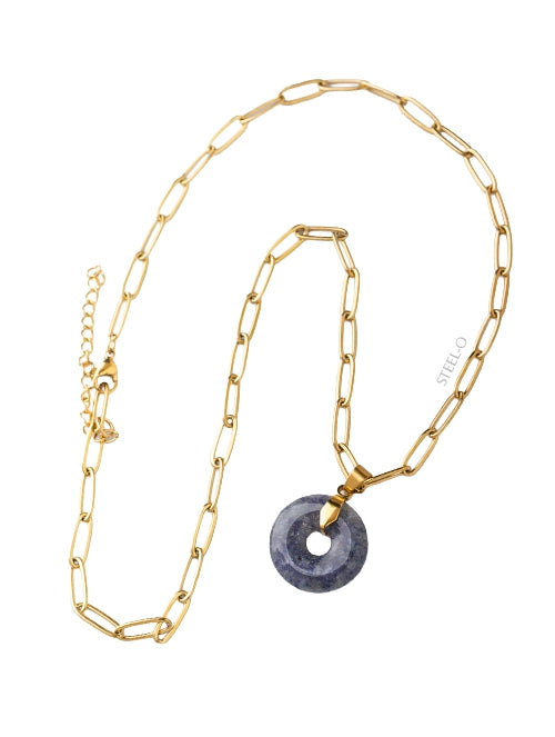 Collar Ruanda paperclip con dije dona de piedra