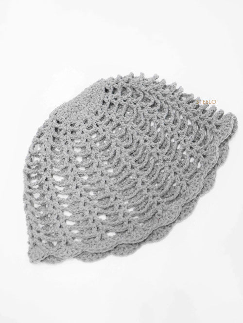 Gorro Casquette Mesh Hat Tejido a mano hilo algodón Gris