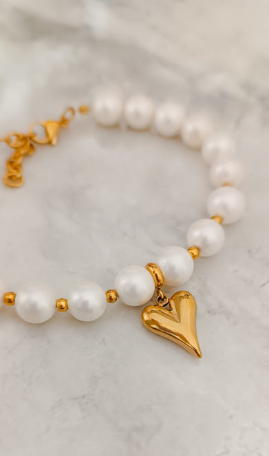 Pulsera Perlas Finas Corazón
