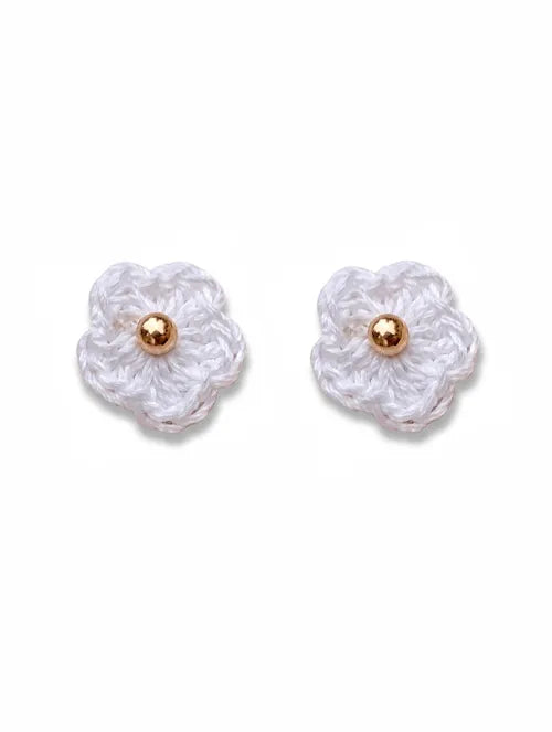 Aretes Flor Tejido 2 en 1 de Acero Quirúrgico 316L con Baño PVD de Oro 18K | Steelo Joyas