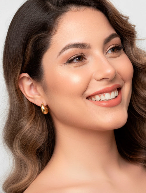 Aretes de Acero Quirúrgico Dorado Media Gota