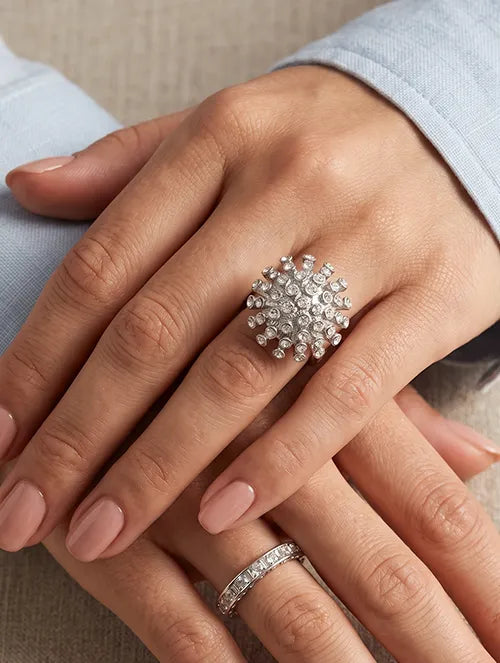 Anillo Destello Chunky de Acero Quirúrgico 316L con Cristales | Steelo Joyas