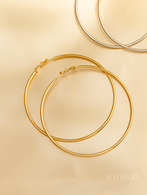 Maxi Argollas de Acero Quirúrgico Baño Oro 18k