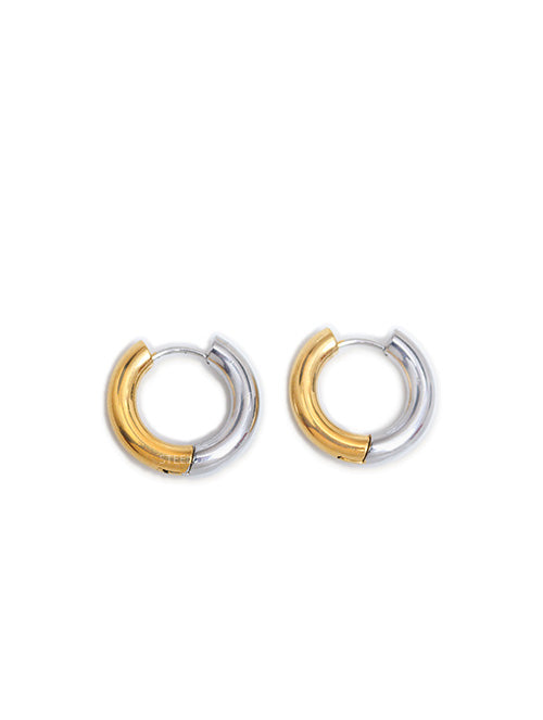 Argollas de Acero Baño Dorado Bicolor