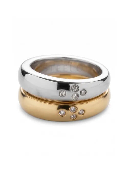 Anillo Chunky Bicolor de Acero Quirúrgico 316L con Baño Dorado