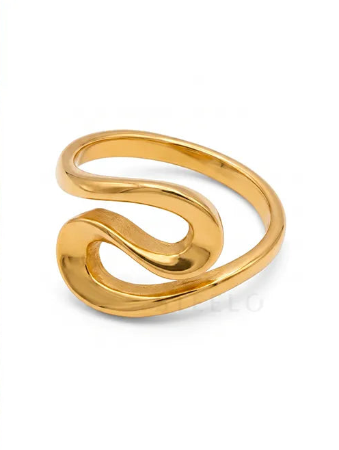 Anillo Olas Doré de Acero Quirúrgico 316L con Baño PVD Oro 18k | Steelo Joyas