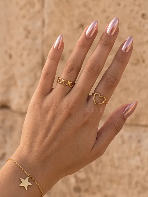 Anillo Mor Ajustable de Acero Inox Dorado