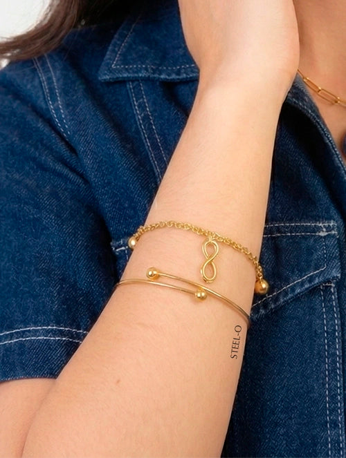 Brazalete Abierto Bolitas Top Acero Quirúrgico 316L