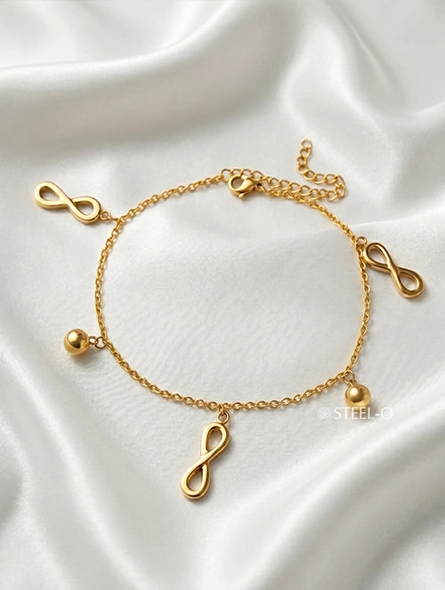 Pulsera de Acero Quirúrgico 316L con Baño PVD Oro 18K Infinito para Mujer
