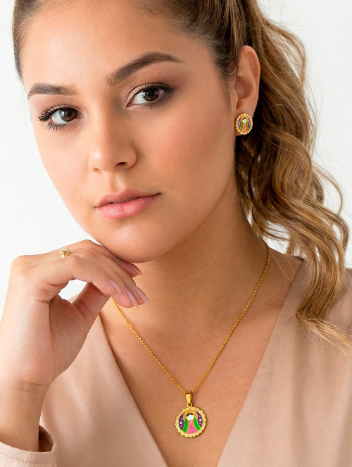 Collar Top Virgen de Guadalupe Lupita Acero Quirúrgico Baño Oro 18k