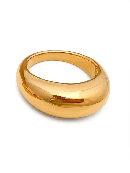 Anillo Bahamas de Acero con Baño Dorado
