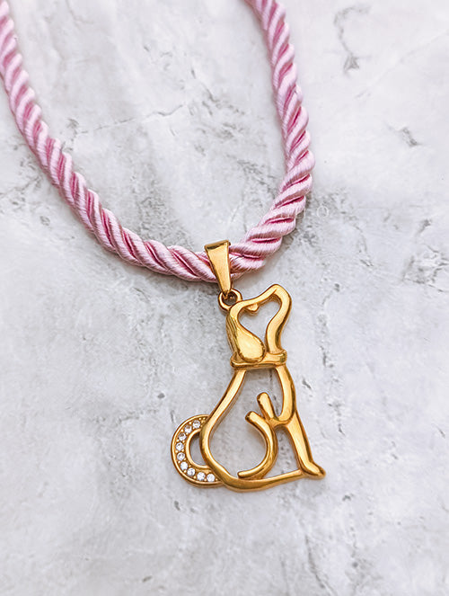 Collar Cordón con Dije Perrito Puppy Acero Quirúrgico Baño PVD 18k