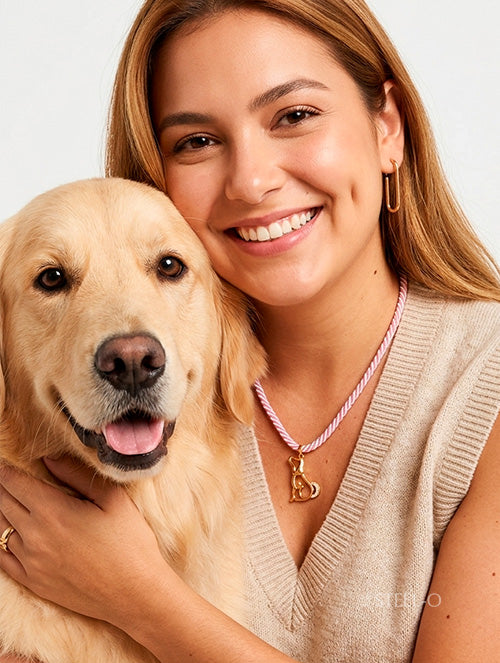 Collar Cordón con Dije Perrito Puppy Acero Quirúrgico Baño PVD 18k