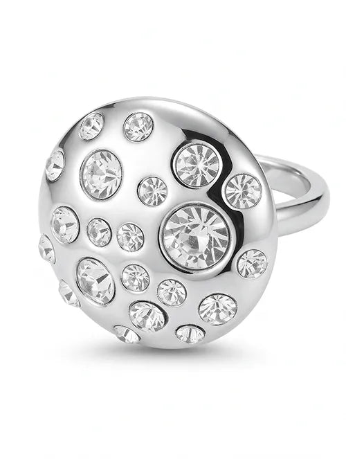 Anillo Disco Chunky de Acero Quirúrgico 316L con Cristales | Steelo Joyas
