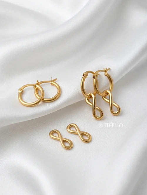 Argollas 2 en 1 Acero Quirúrgico 316L Top Baño PVD de Oro18K
