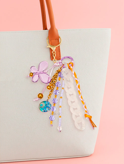 Bag Charm Accesorio Colgante para Cartera Lila Mariposa