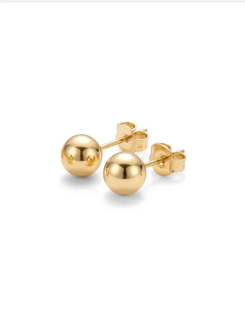 Aretes Bombitas de Acero Quirúrgico 316L con Baño PVD de Oro 18K Waterproof | Steelo Joyas