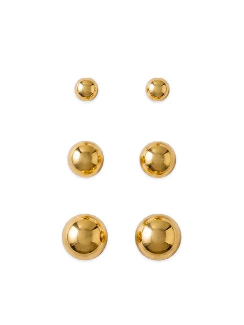 Aretes Bombitas de Acero Quirúrgico 316L con Baño PVD de Oro 18K Waterproof | Steelo Joyas