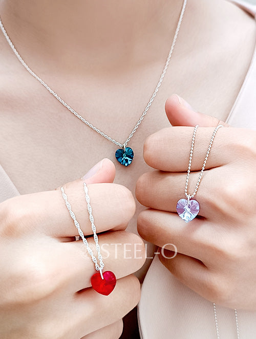 Collar de Plata 925 con Corazón de Cristal
